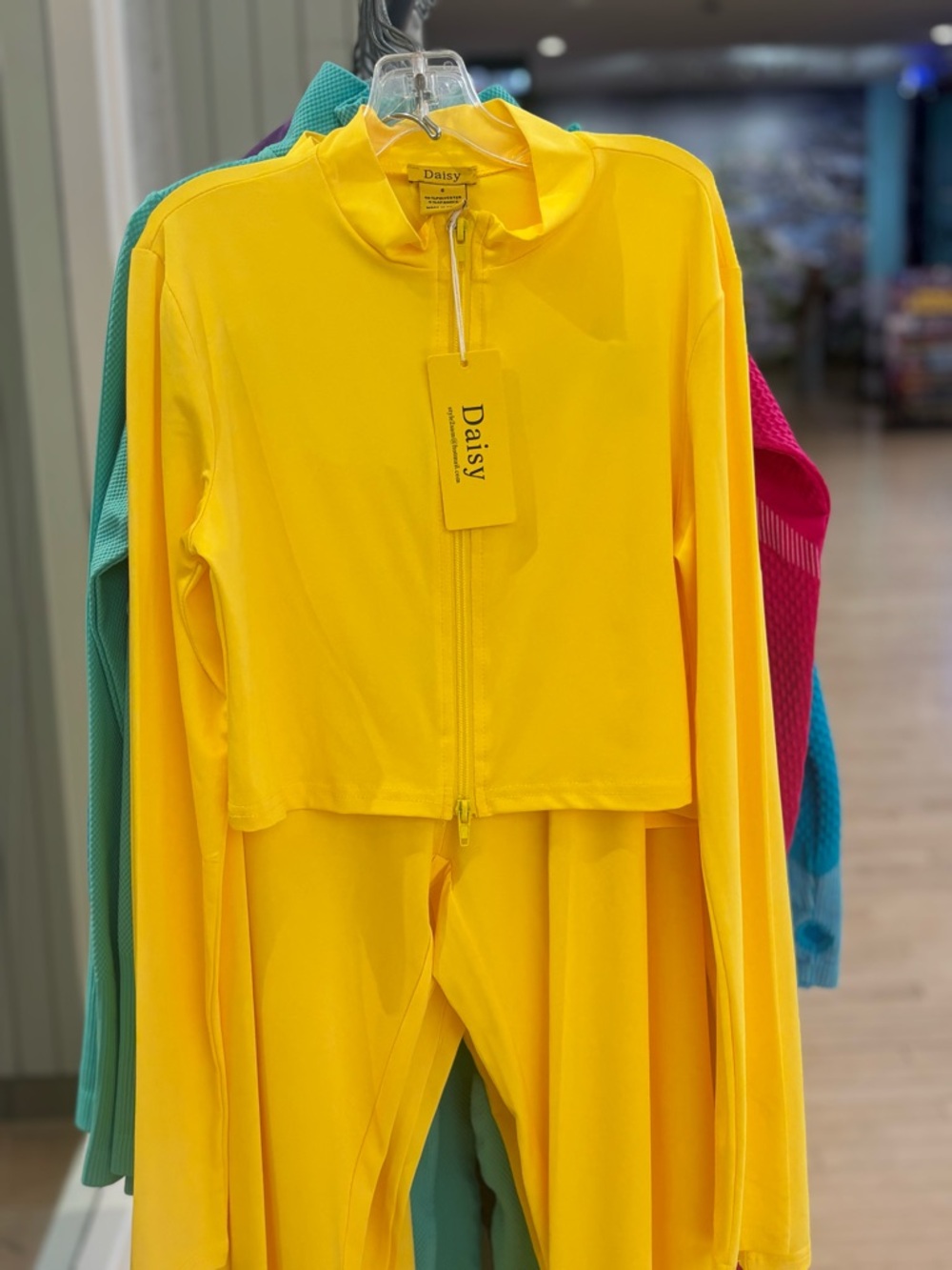 Sunny Yellow Zip-Front Active Set. Comes in purple pink blue and light blue